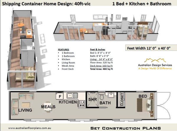 40 Foot Shipping Container Home Plan:40ft VIC
